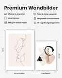 Abstrakt Line Art Beige Poster Set