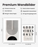 Abstrakt Line Art Schwarz Beige Poster Set