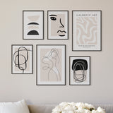 Abstrakte Kunst Line Art Beige Poster Set