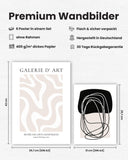 Abstrakte Kunst Line Art Beige Poster Set