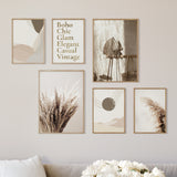 Beige Boho Pampasgras Poster Set