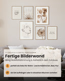 Blumen Line Art Beige Poster Set