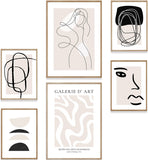 Abstrakte Kunst Line Art Beige Poster Set