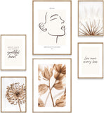 Blumen Line Art Beige Poster Set