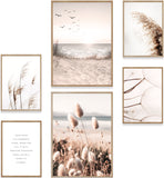 Meer Pampasgras Beige Poster Set